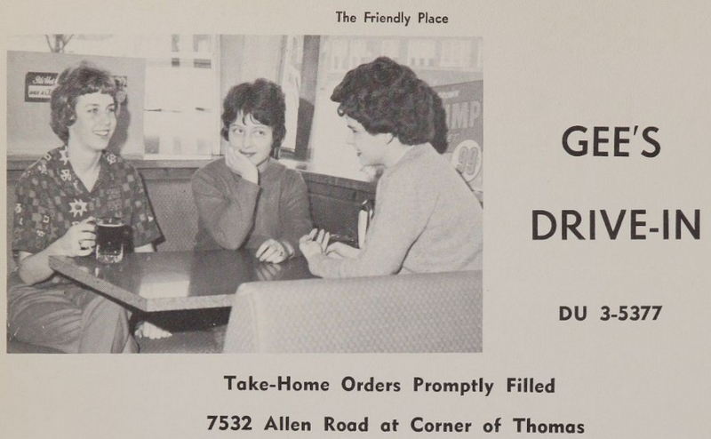 Gees Drive-In Restaurant - Old Yearbook Ad (newer photo)